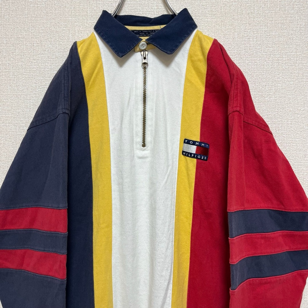 TOMMY HILFIGER(トミーヒルフィガー)のTOMMY HILFIGER ラガーシャツ ハーフジップ 90s旧タグ メンズのトップス(ポロシャツ)の商品写真