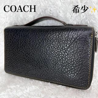 コーチ(COACH)の希少✨コーチ　オーガナイザー　セカンドバッグ　長財布　トラベル　レザー　ブラック(セカンドバッグ/クラッチバッグ)