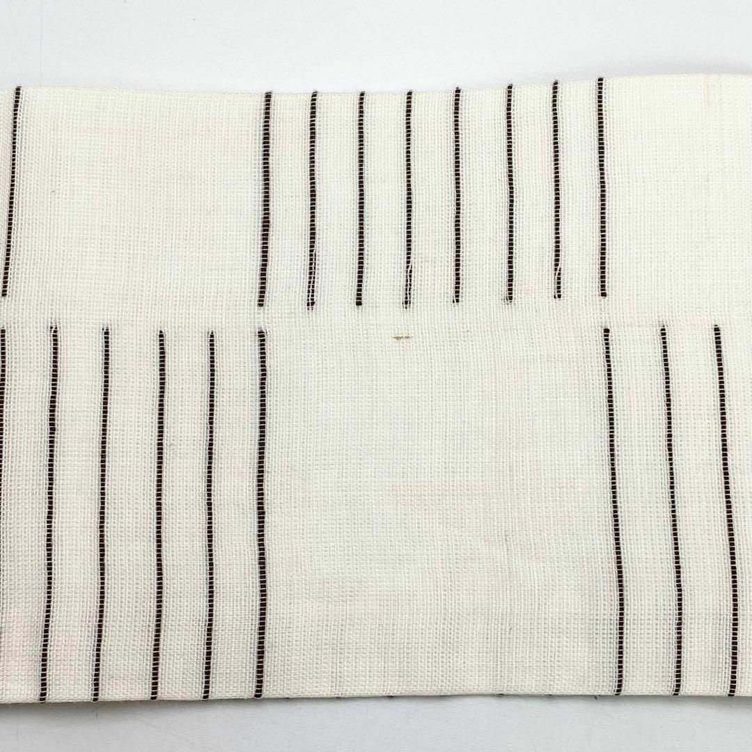 夏帯 名古屋帯 苧麻帯 たまおり 麻 白色 横段 チョマ 着物 RO-5396 レディースの水着/浴衣(着物)の商品写真