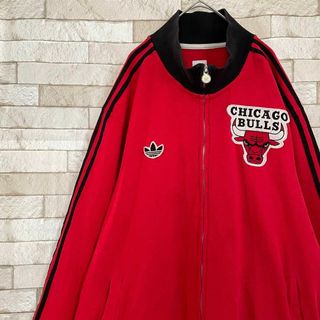 アディダス(adidas)のアディダス ジャケット トレフォイル BULLS 裏起毛 赤 黒 2XL(ブルゾン)