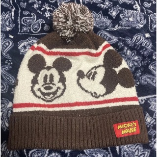 ディズニー(Disney)のDisney ミッキー ミッキーマウス ニット帽 茶(ニット帽/ビーニー)