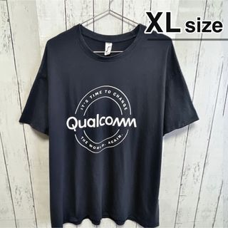 USA古着　Tシャツ　XLサイズ　ダークグレー　企業ロゴ　プリント　クルーネック(Tシャツ/カットソー(半袖/袖なし))