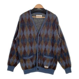 ワコマリア(WACKO MARIA)のWACKO MARIA ワコマリア 21AW DIAMOND MOHAIR CARDIGAN アーガイル モヘアカーディガン ブルー Size M(カーディガン)