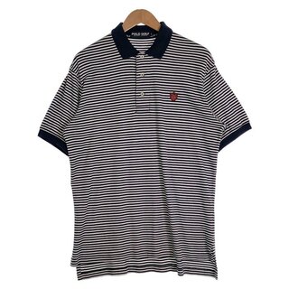 POLO GOLF ポロゴルフ ボーダー ポロシャツ ネイビー ホワイト Size L(シャツ)