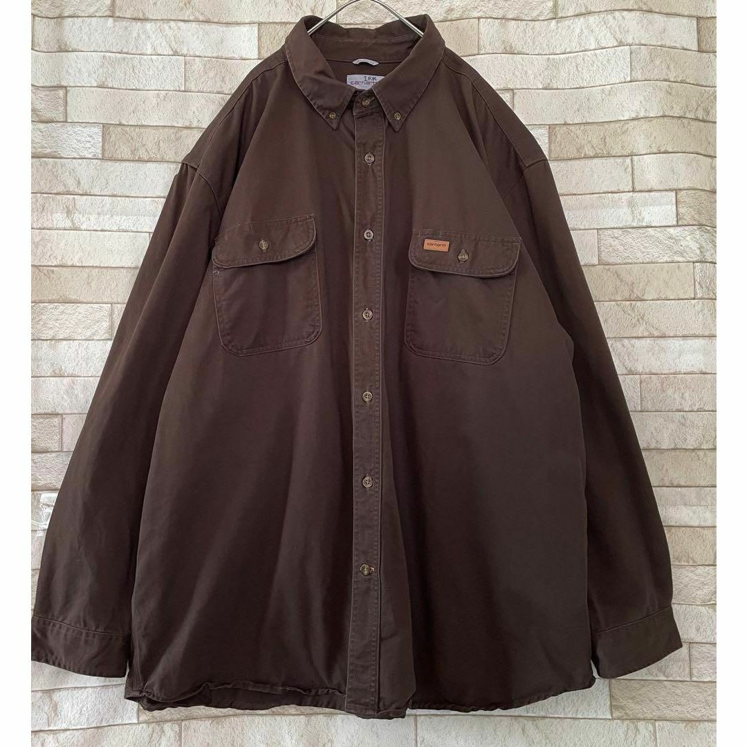 carhartt(カーハート)のカーハート BDシャツ 長袖 革タグ ブラウン 3XL メンズのトップス(シャツ)の商品写真