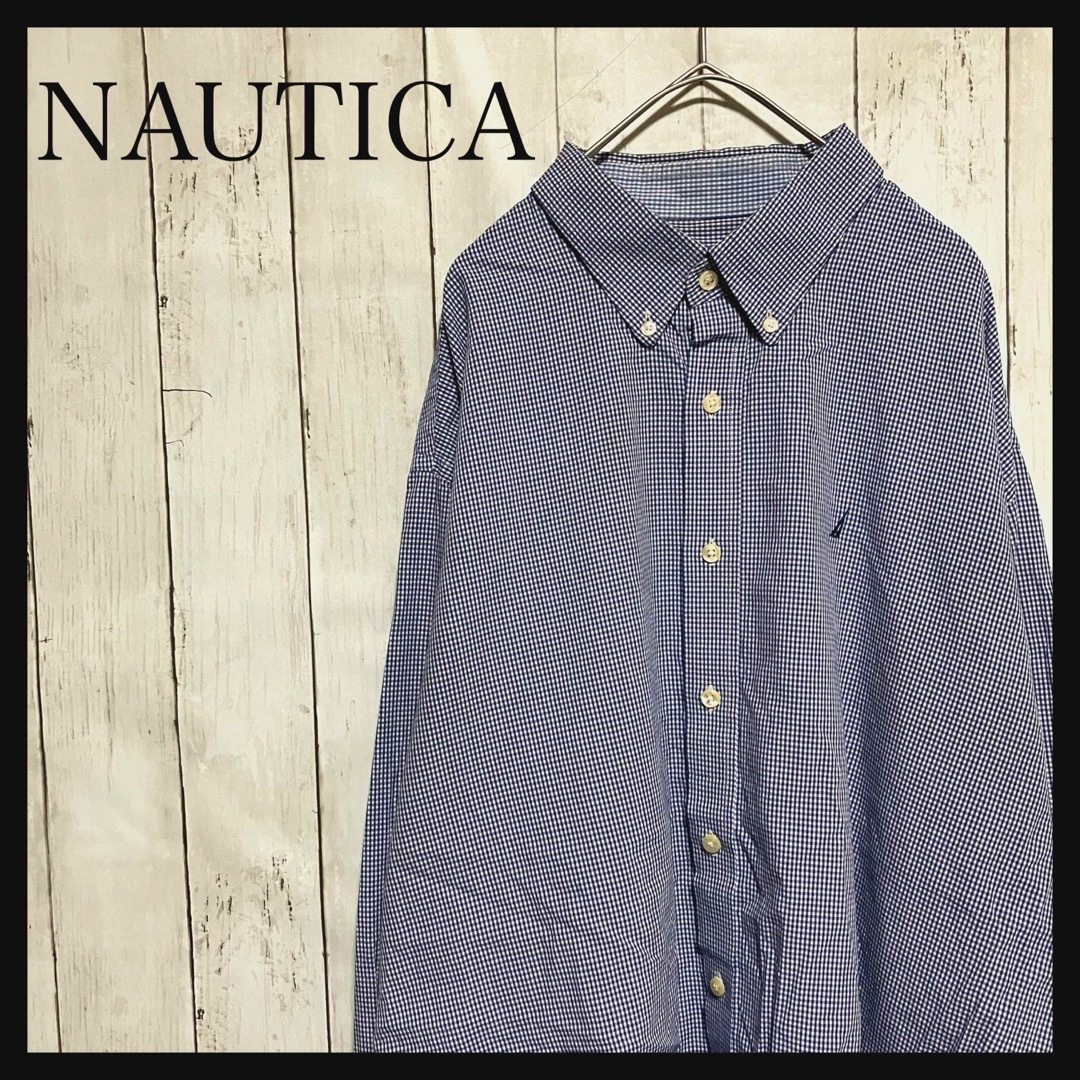 NAUTICA(ノーティカ)のノーティカ長袖BDギンガムチェックシャツワンポイント刺繍ロゴZ1153 メンズのトップス(シャツ)の商品写真