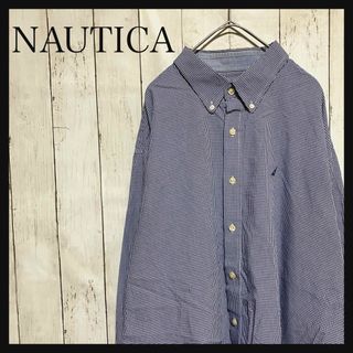 NAUTICA - ノーティカ長袖BDギンガムチェックシャツワンポイント刺繍ロゴZ1153