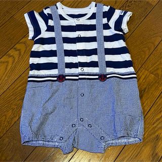 ミキハウス(mikihouse)のbaiya70ロンパースミキハウス男の子半袖半ズボンボーダー春夏ベビー子供服美品(ロンパース)