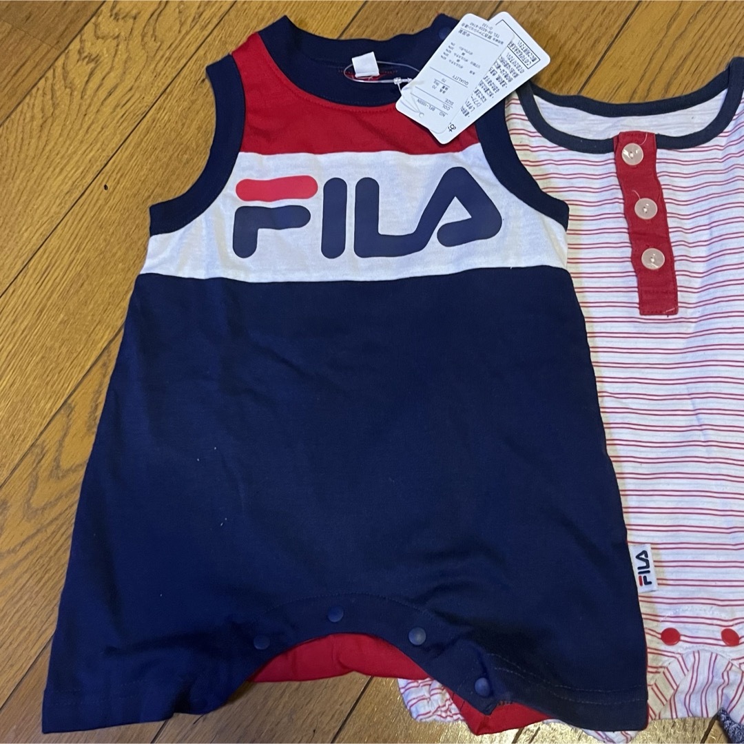 FILA(フィラ)のbaiya70フィラFILA新品ノースリーブロンパースオーバーオール美品象赤 キッズ/ベビー/マタニティのベビー服(~85cm)(ロンパース)の商品写真