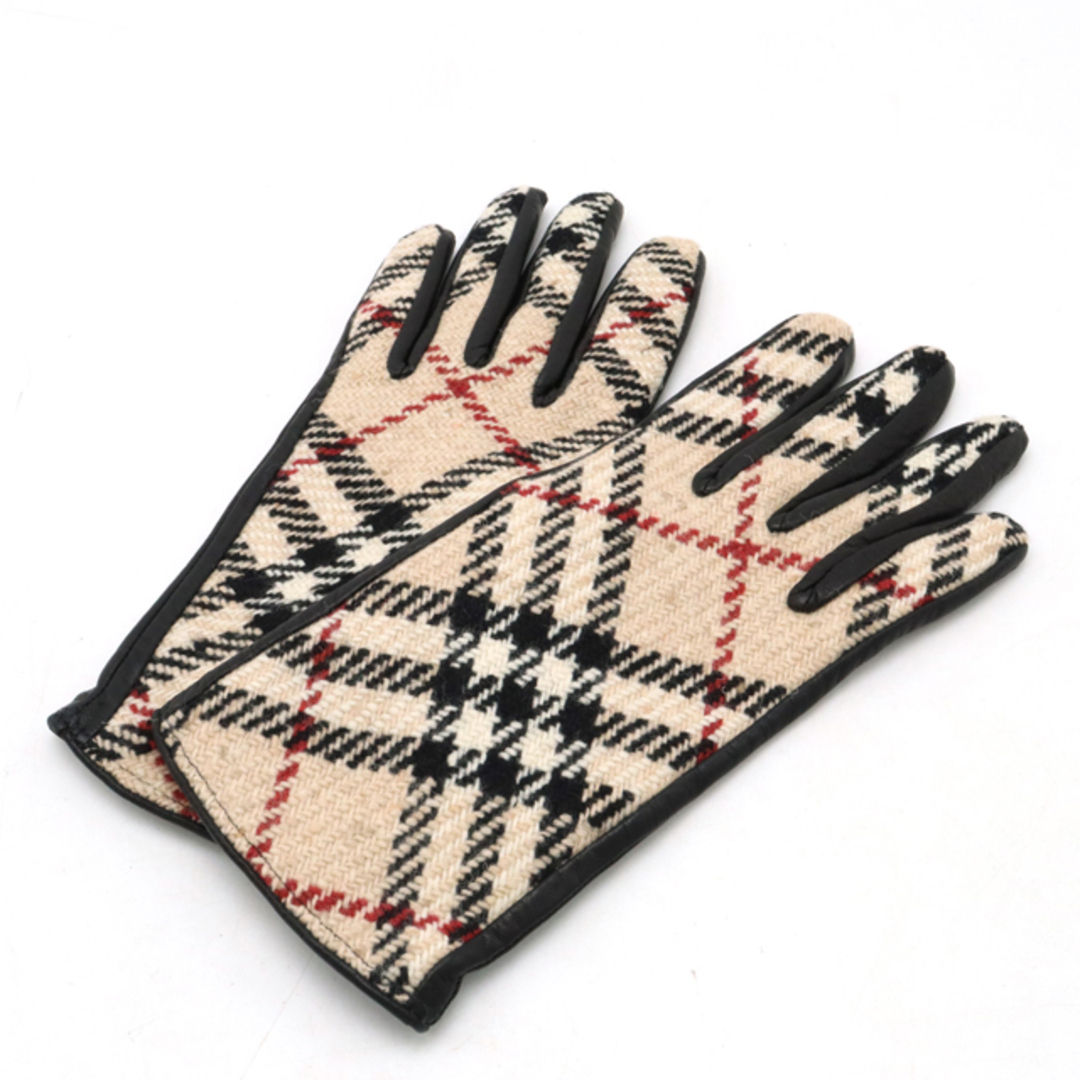 BURBERRY(バーバリー)のバーバリー ノバチェック グローブ 革手袋 レザー ウール （12380651） レディースのファッション小物(手袋)の商品写真