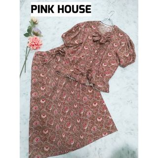 ピンクハウス(PINK HOUSE)のPINK HOUSE ピンクハウス ペイズリー柄 セットアップ リボン(ロングワンピース/マキシワンピース)