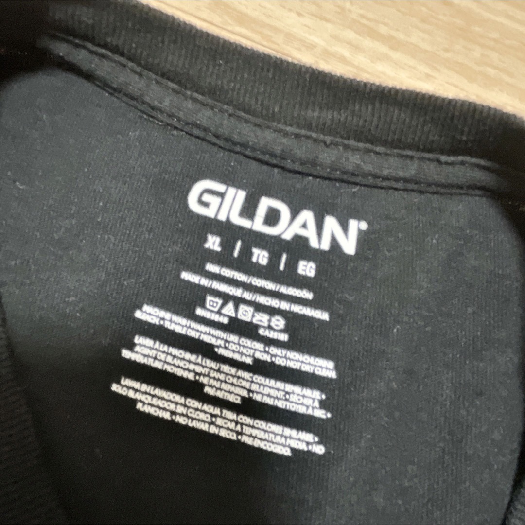 GILDAN(ギルタン)のUSA古着　GILDAN　Tシャツ　XL　ブラック　スカル　ドクロ　ロゴ　USC メンズのトップス(Tシャツ/カットソー(半袖/袖なし))の商品写真