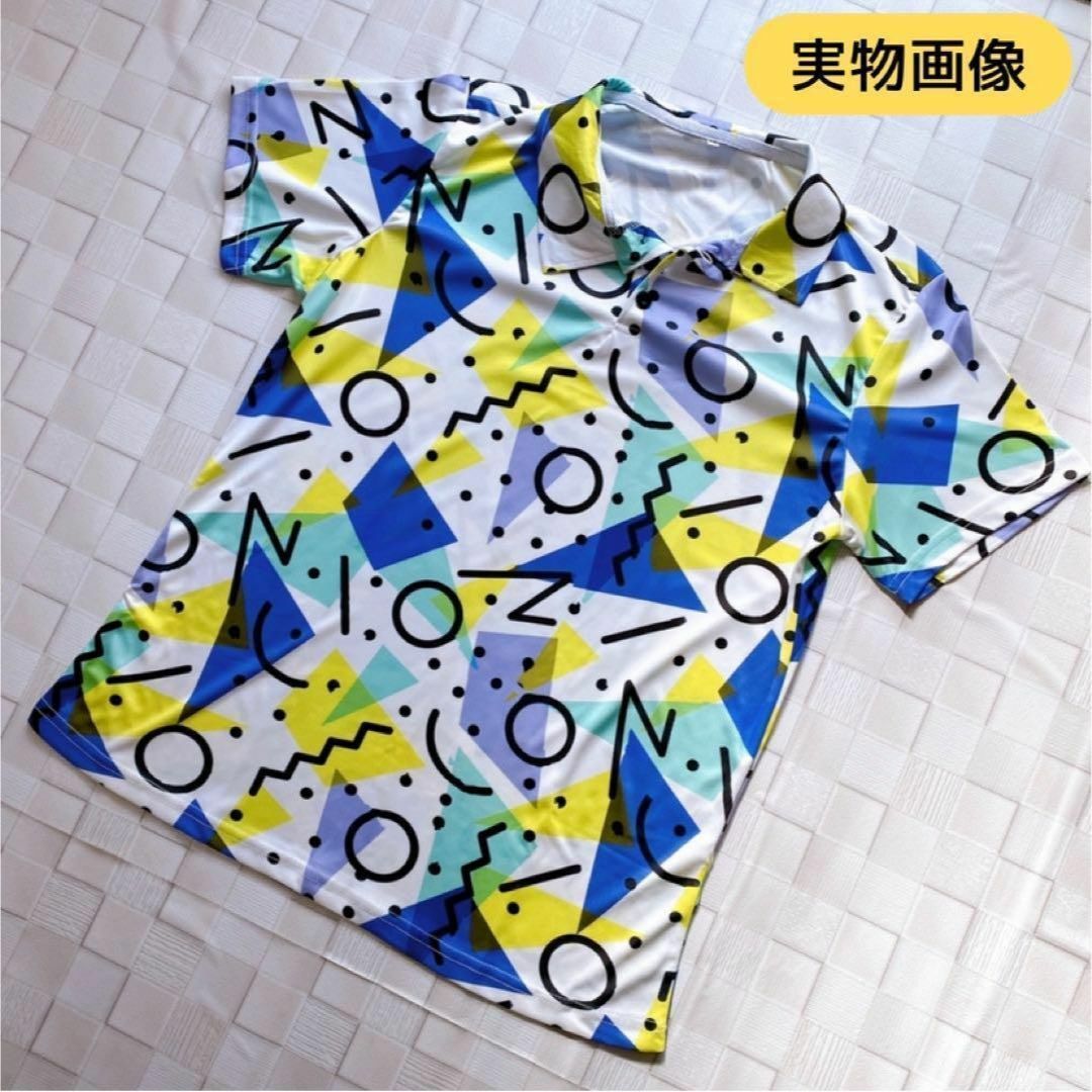 L ポロシャツ 半袖 メンズ テニスシャツ ゴルフポロ 吸汗速乾 ダサ可愛い メンズのトップス(Tシャツ/カットソー(半袖/袖なし))の商品写真