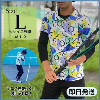 L ポロシャツ 半袖 メンズ テニスシャツ ゴルフポロ 吸汗速乾 ダサ可愛い(Tシャツ/カットソー(半袖/袖なし))