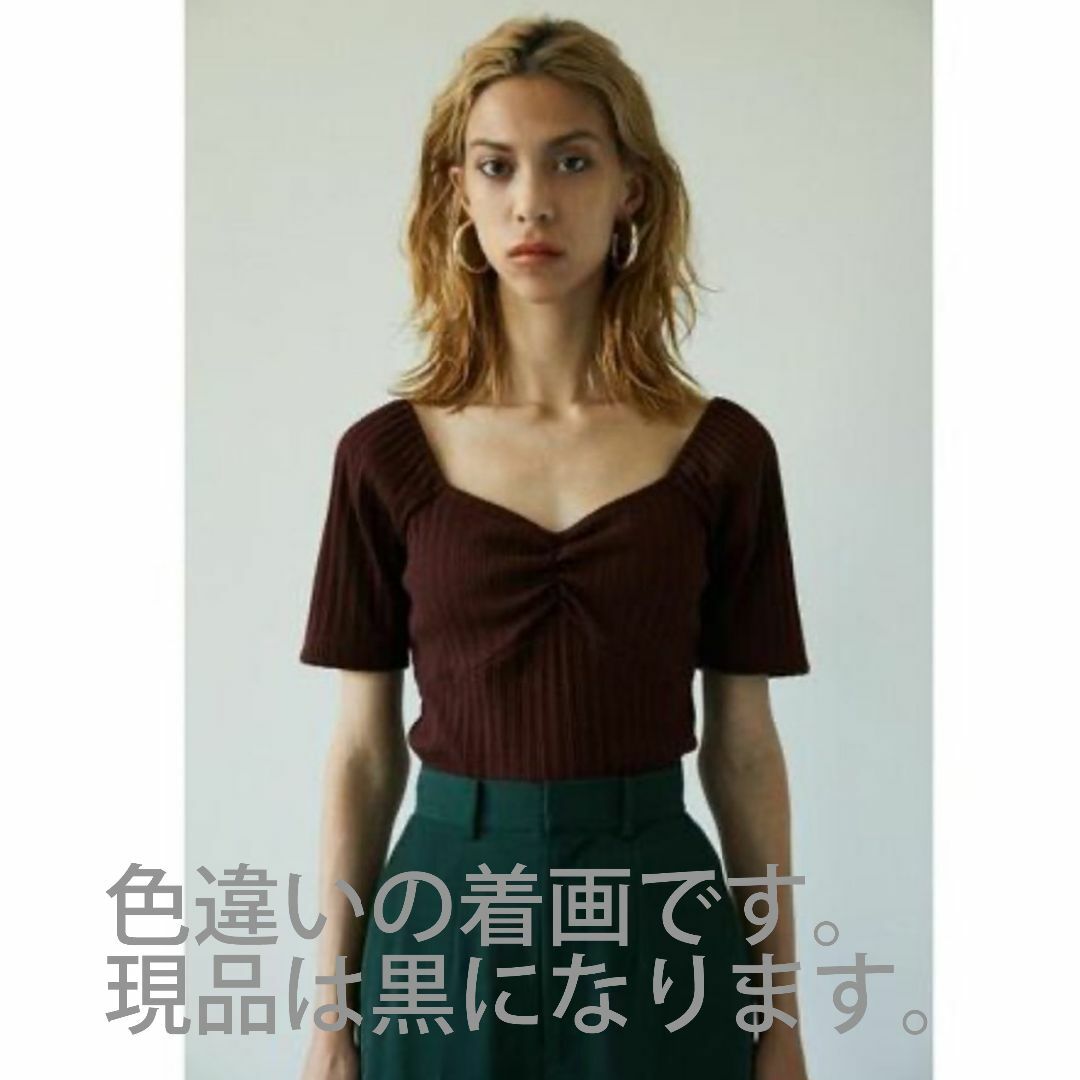 moussy(マウジー)のMOUSSY マウジー　カットソー 黒 半袖 ランダムリブ ブラック レディースのトップス(カットソー(半袖/袖なし))の商品写真