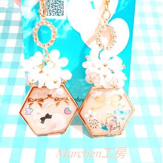 【土日限定100円引き】【六角形】ラビットちゃんの休日ピアス/イヤリング(ピアス)