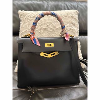 エルメス(Hermes)のエルメス　ケリー　Hermes Kelly 28 ボックスカーフ　黒　Noir(ショルダーバッグ)