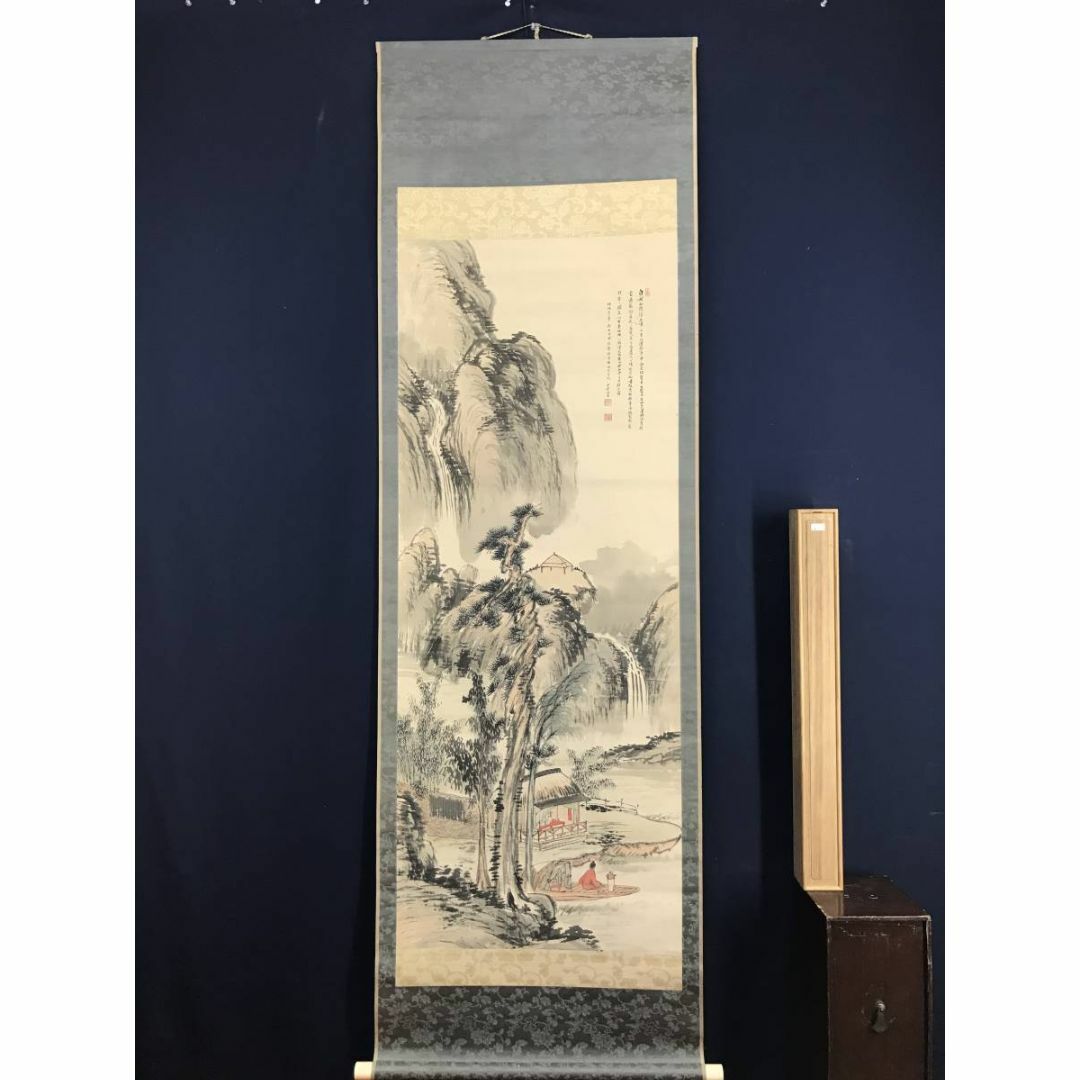 真作】天野方壺/山水人物画賛/山水図/掛軸☆宝船☆AD-381の通販 真作】天野方壺/山水人物画賛/山水図/掛軸☆宝船☆AD-381の通販