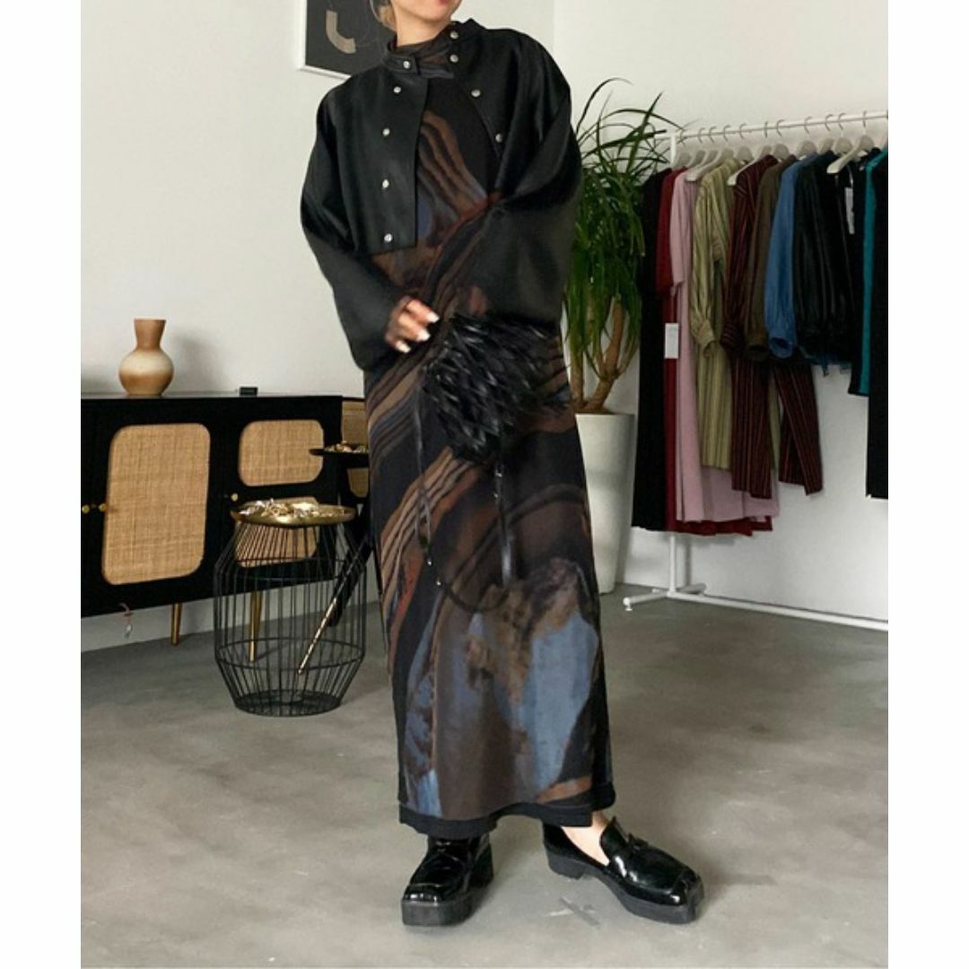 Ameri VINTAGE(アメリヴィンテージ)のAMERI CROOKED STRATUM SHEER DRESS レディースのワンピース(ロングワンピース/マキシワンピース)の商品写真