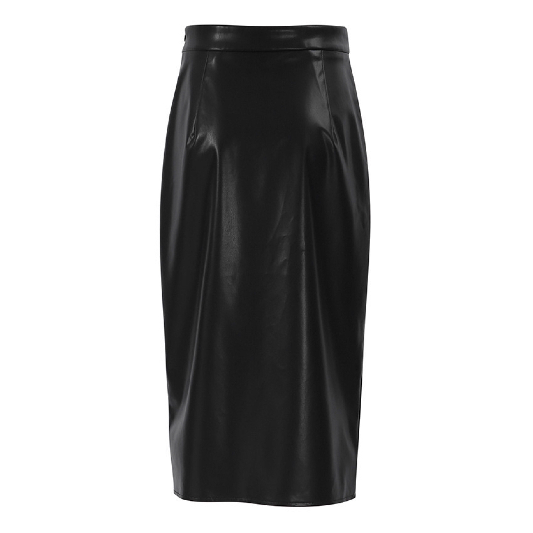 3999円○Mフェイクレザースカート アーバンシック ブラック レディースのスカート(ひざ丈スカート)の商品写真