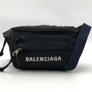 【高級】BALENCIAGA ロゴプリント ボディーバッグ ウエストポーチ 黒