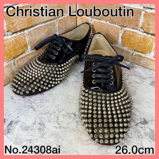 クリスチャンルブタン(Christian Louboutin)の【メンズブランド靴】クリスチャンルブタン26cm　スタッズ黒　エナメルローファー(ドレス/ビジネス)