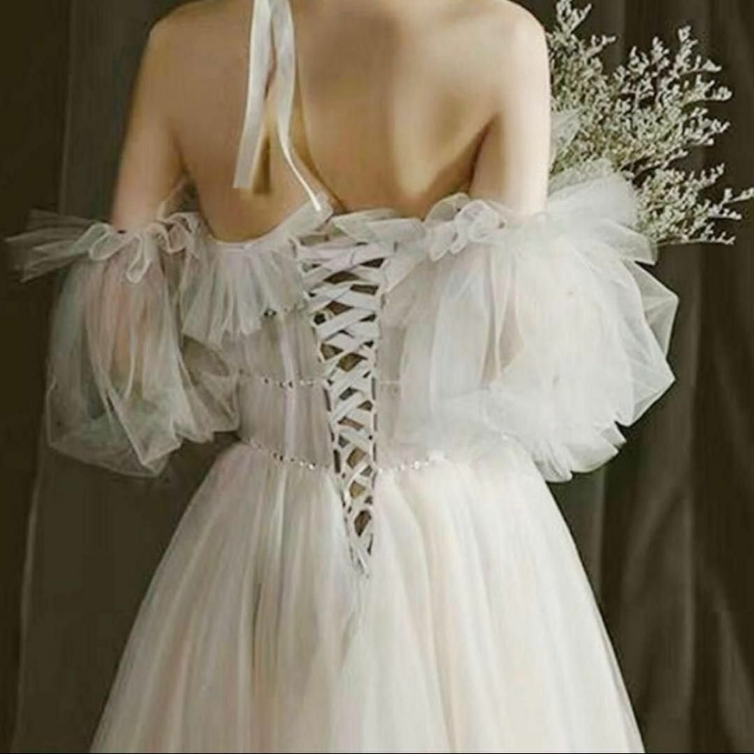 パフスリーブ　結婚式 花嫁　つけ袖　白　チュール ドレス　ブライダル　前撮り レディースのファッション小物(その他)の商品写真