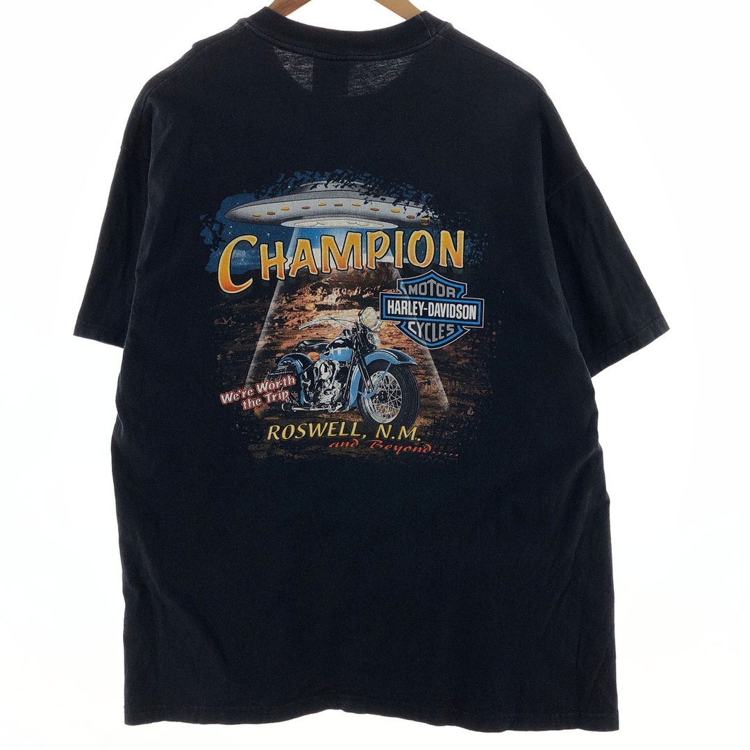 Harley Davidson(ハーレーダビッドソン)の古着 00年代 ハーレーダビッドソン Harley-Davidson HANES バックプリント モーターサイクル バイクTシャツ USA製 メンズXL /eaa382778 メンズのトップス(Tシャツ/カットソー(半袖/袖なし))の商品写真