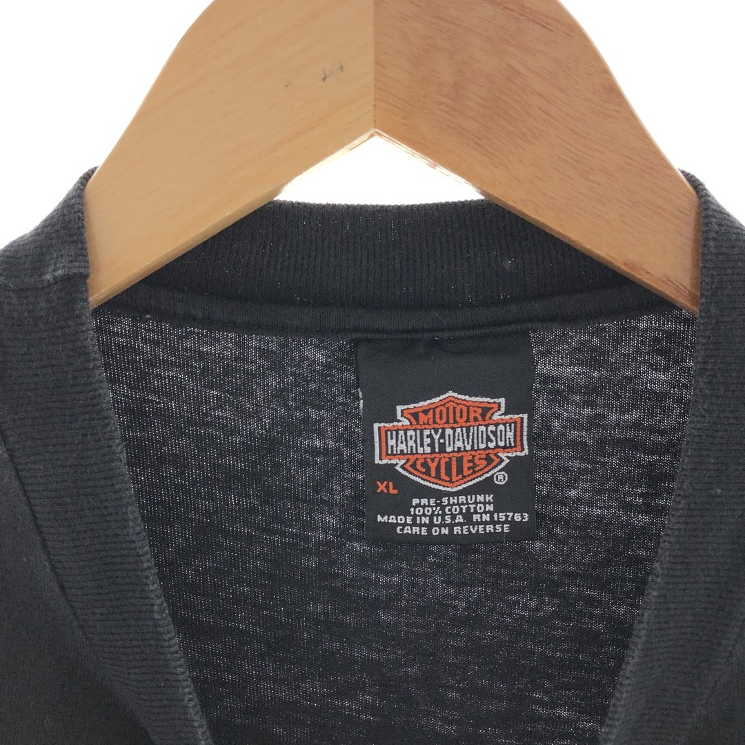 Harley Davidson(ハーレーダビッドソン)の古着 00年代 ハーレーダビッドソン Harley-Davidson HANES バックプリント モーターサイクル バイクTシャツ USA製 メンズXL /eaa382778 メンズのトップス(Tシャツ/カットソー(半袖/袖なし))の商品写真