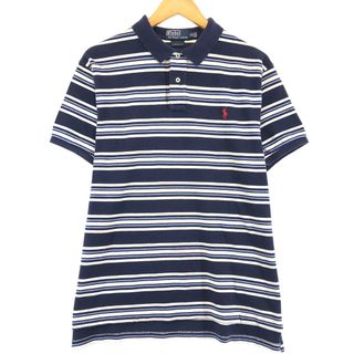 ラルフローレン(Ralph Lauren)の古着 ラルフローレン Ralph Lauren POLO by Ralph Lauren CUSTOM FIT 半袖 ボーダー ポロシャツ メンズXL /eaa430073(ポロシャツ)