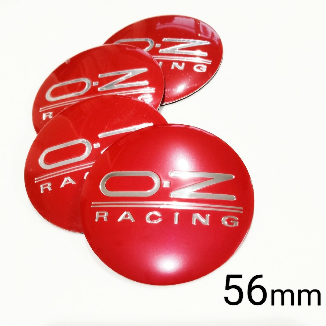 O.Zレーシング◆ホイールセンターキャップステッカー◆[赤]56mm 自動車/バイクの自動車(車外アクセサリ)の商品写真