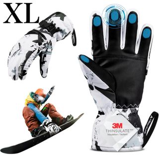 【100%防水】XL スキーグローブ 2倍保温力 スノーボード スキー 登山(ウエア/装備)