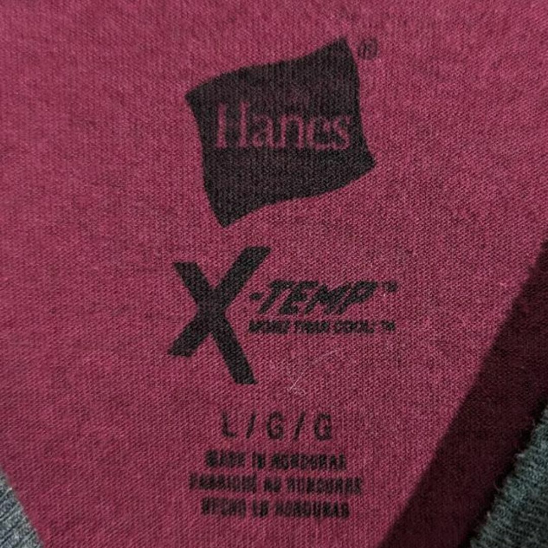 古着 ロンT アメカジ ラグラン ヘインズ ワインレッド グレー Hanes メンズのトップス(Tシャツ/カットソー(七分/長袖))の商品写真