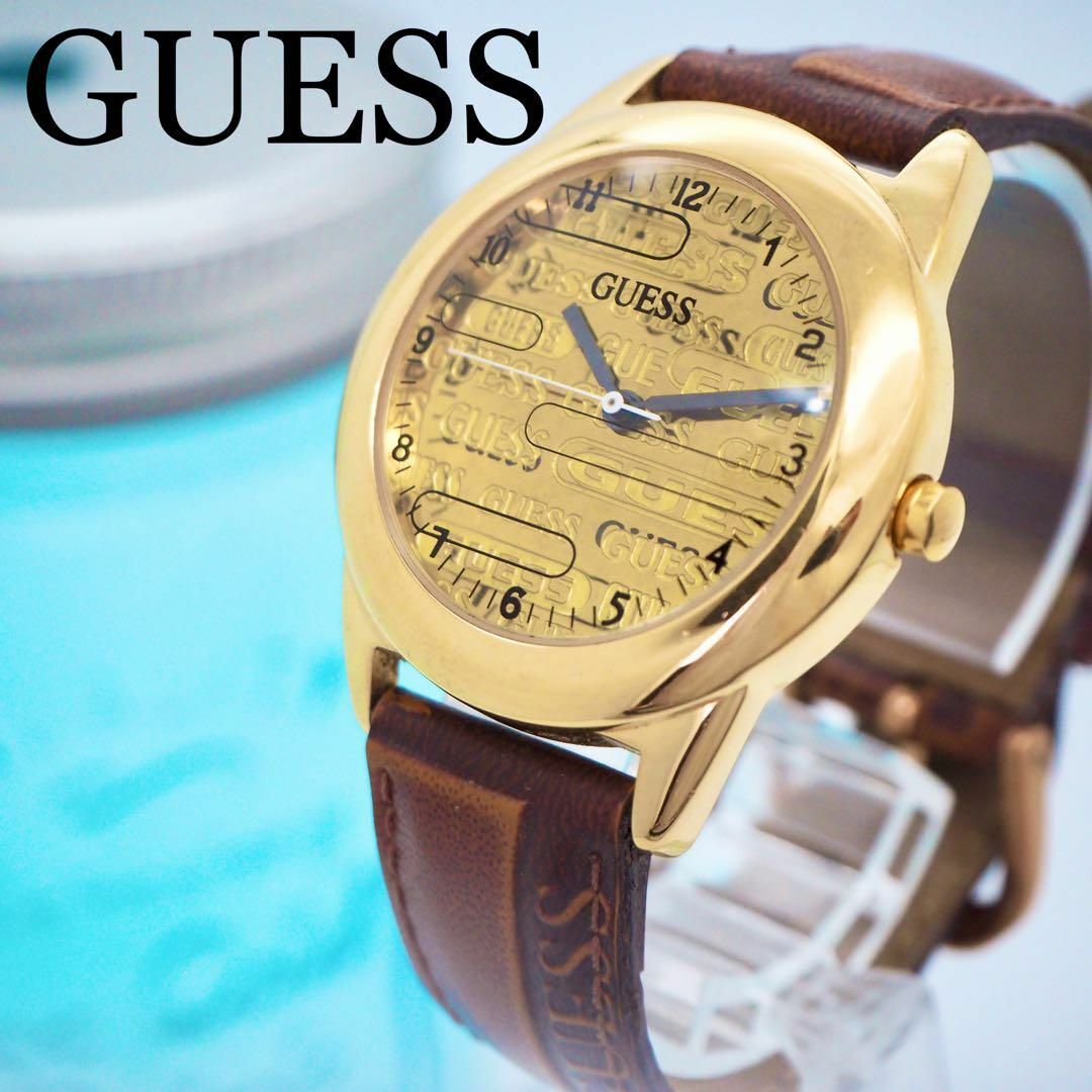 GUESS(ゲス)の636 GUESS ゲス時計　メンズ腕時計 ゴールド アンティーク　ブラウン メンズの時計(腕時計(アナログ))の商品写真