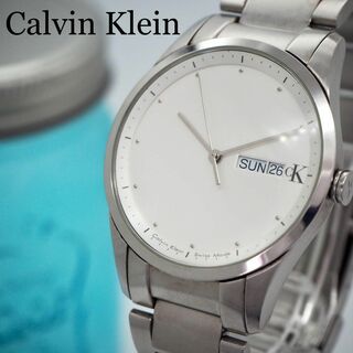 カルバンクライン(Calvin Klein)の489 カルバンクライン メンズ腕時計 デイト付き シルバー ホワイト(腕時計(アナログ))