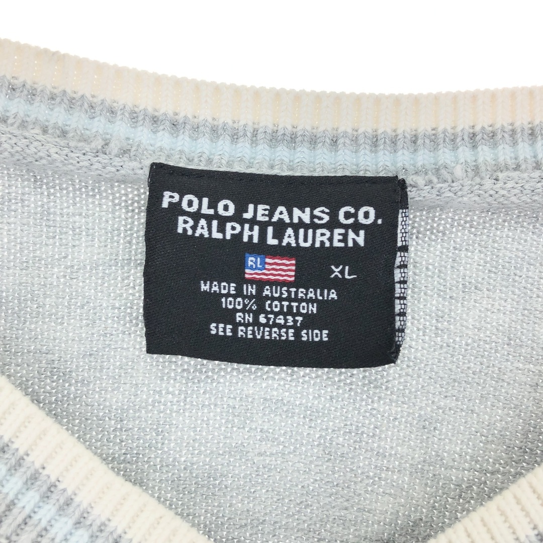 Ralph Lauren(ラルフローレン)の古着 ラルフローレン Ralph Lauren POLO JEANS COMPANY Vネック コットンニットセーター レディースXL /eaa379239 レディースのトップス(ニット/セーター)の商品写真