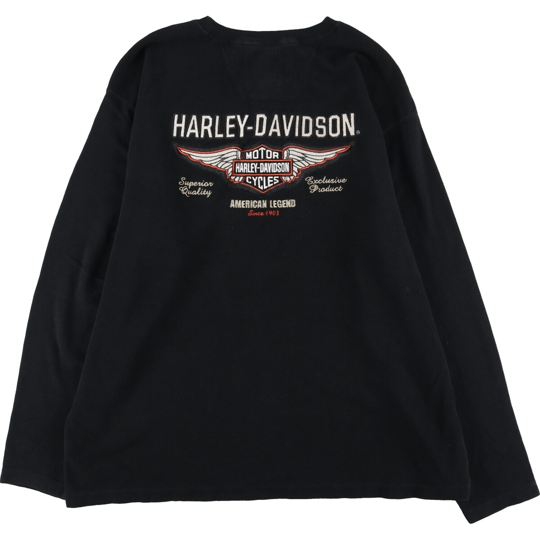 Harley Davidson(ハーレーダビッドソン)の古着 ハーレーダビッドソン Harley-Davidson ヘンリーネック サーマルロンT ワッフル メンズXXL /eaa436808 メンズのトップス(Tシャツ/カットソー(半袖/袖なし))の商品写真