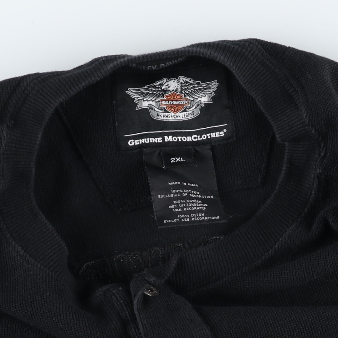 Harley Davidson(ハーレーダビッドソン)の古着 ハーレーダビッドソン Harley-Davidson ヘンリーネック サーマルロンT ワッフル メンズXXL /eaa436808 メンズのトップス(Tシャツ/カットソー(半袖/袖なし))の商品写真
