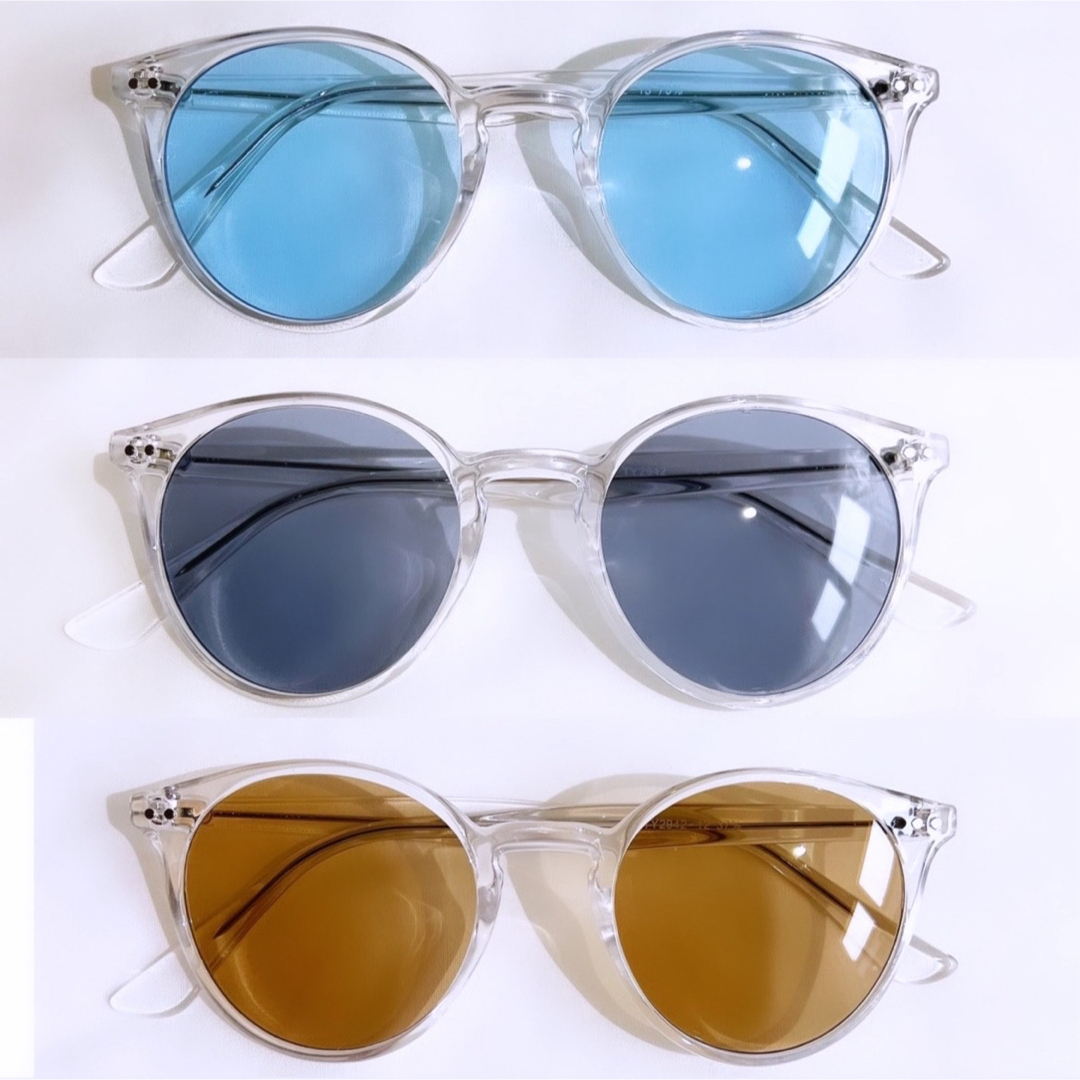 『新品』ボストン クリアフレーム グレー サングラス メンズ レディース メンズのファッション小物(サングラス/メガネ)の商品写真