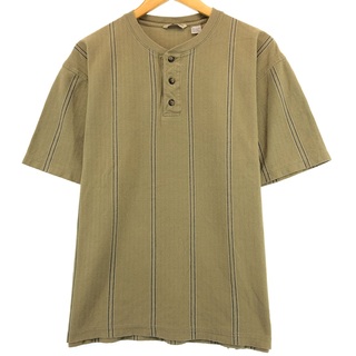 古着 BASIC EQUIPMENTストライプ柄 ヘンリーネックTシャツ メンズL /eaa430026(Tシャツ/カットソー(半袖/袖なし))