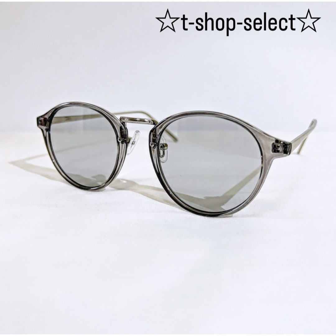 『新品』シルバー サングラス ボストン ライトグレー サングラス メンズ UV メンズのファッション小物(サングラス/メガネ)の商品写真