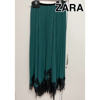 ZARA - ZARA グリーン×黒レースロングスカート