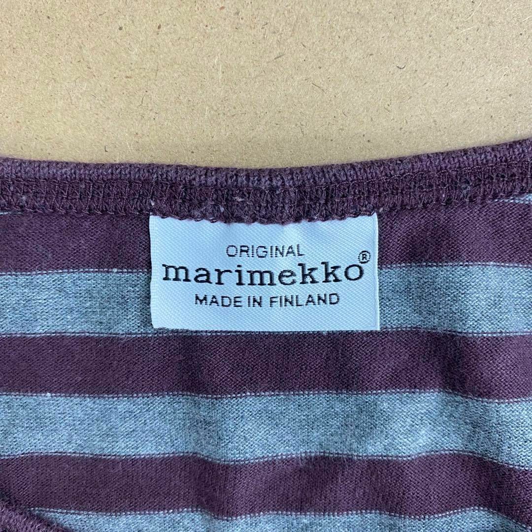 marimekko(マリメッコ)の■ marimekko ボーダーワンピース パープル×グレー 七分丈 レディースのワンピース(ひざ丈ワンピース)の商品写真