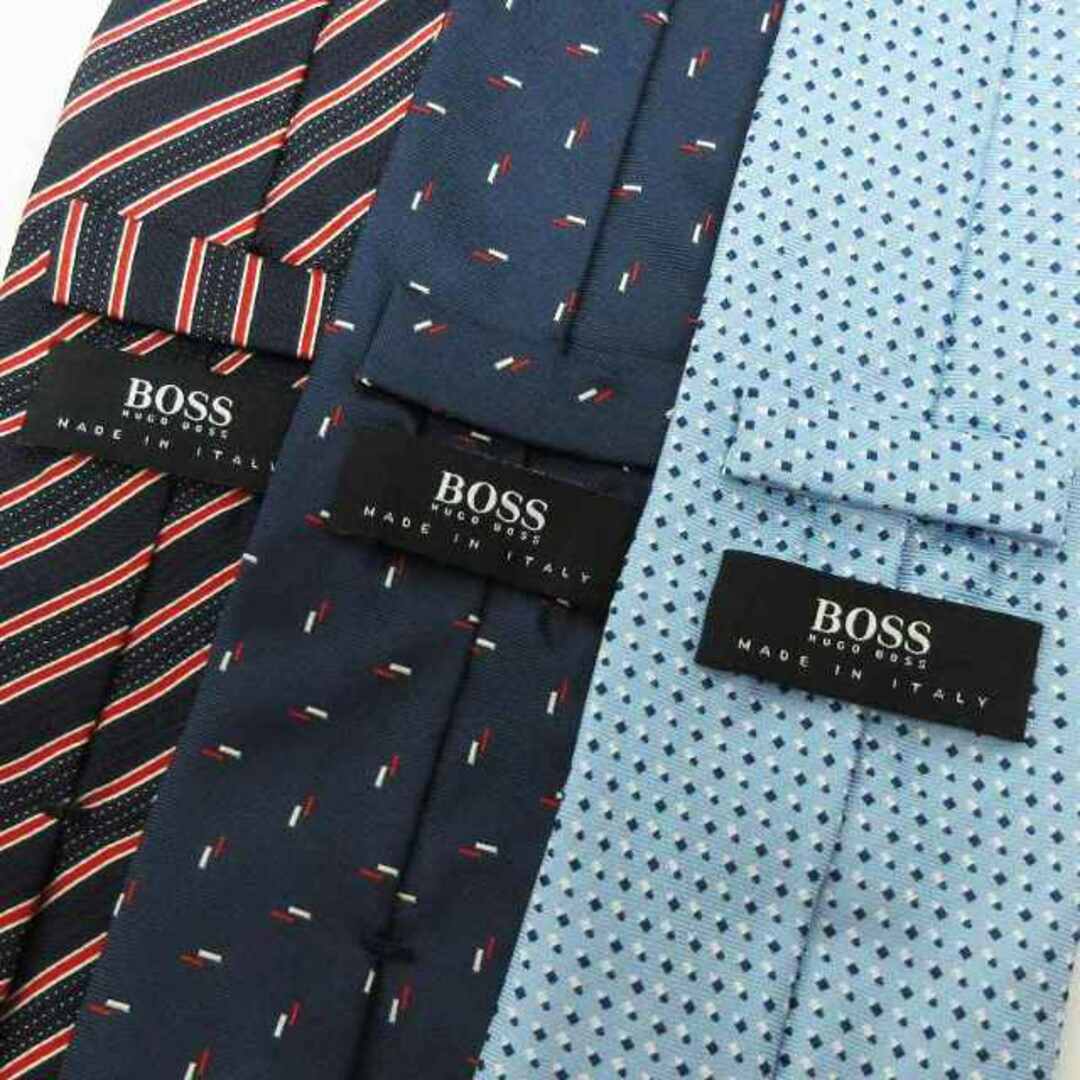 HUGO BOSS(ヒューゴボス)のヒューゴボス ネクタイ 3本セット まとめ レギュラータイ ネイビー系 ブルー系 メンズのファッション小物(ネクタイ)の商品写真