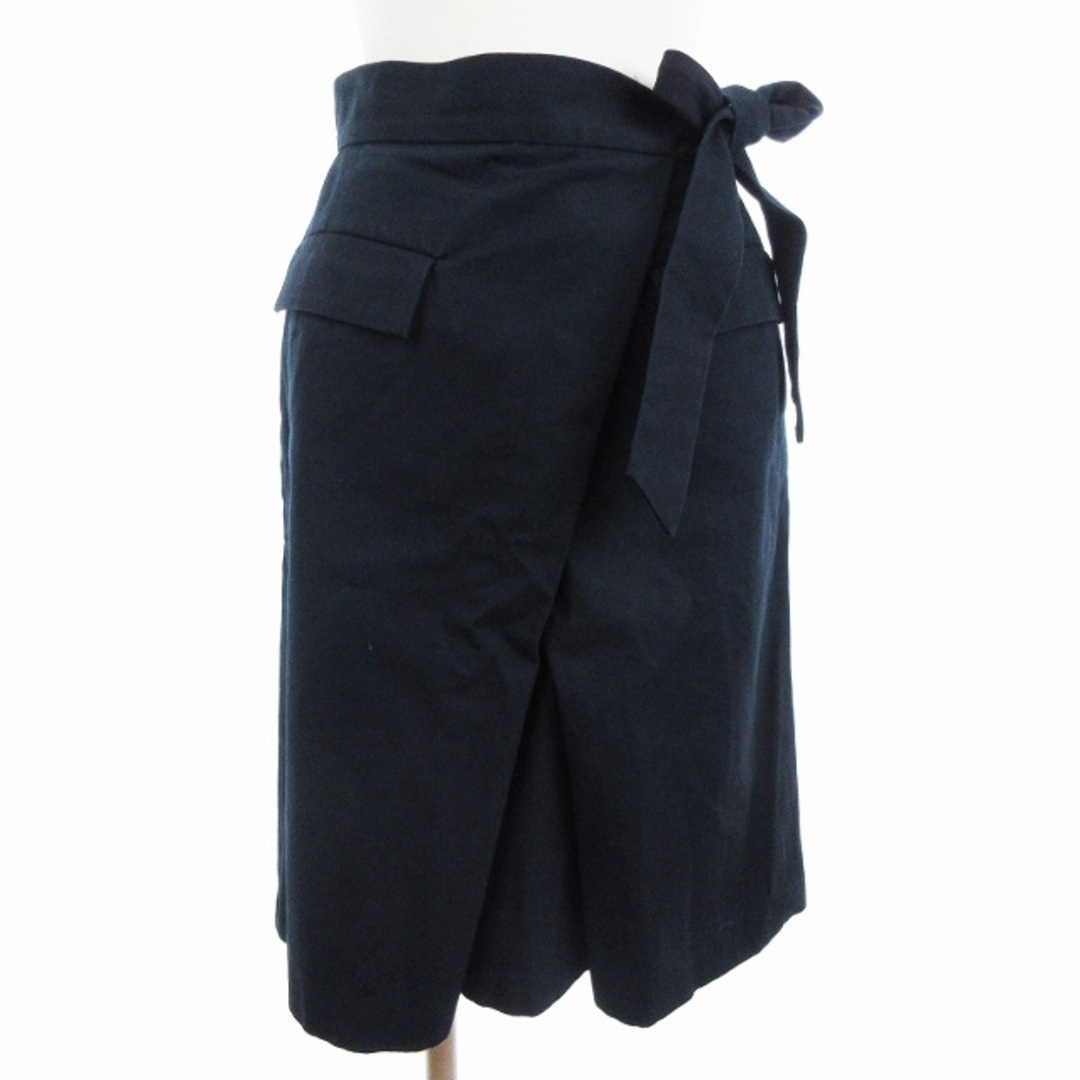 Demi-Luxe BEAMS(デミルクスビームス)のデミルクス ビームス ラップ風 タック スカート ひざ丈 ネイビー 38 M相当 レディースのスカート(ひざ丈スカート)の商品写真