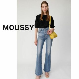 MOUSSY マウジー　カットソー　黒　五分袖　パフ　袖スリット　ブラック