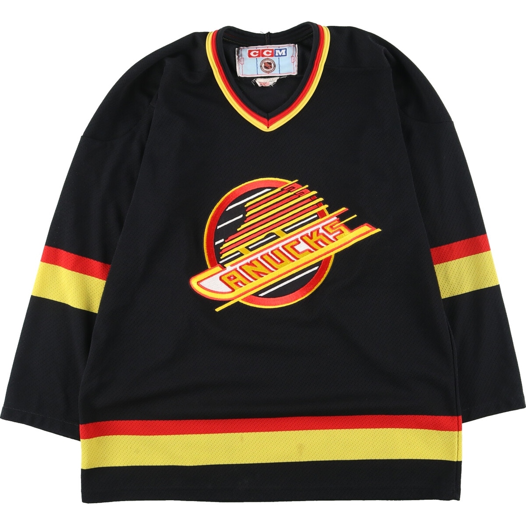 古着 CCM NHL VANCOUVER  CANUCKS バンクーバーカナックス Vネック メッシュ ゲームシャツ ホッケーシャツ メンズM /eaa428348 メンズのトップス(Tシャツ/カットソー(半袖/袖なし))の商品写真