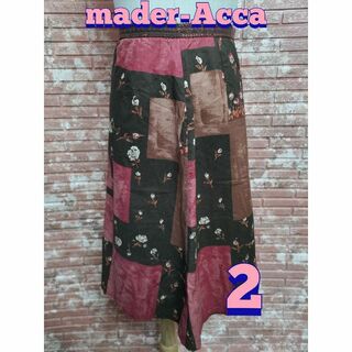 mader-Acca マダーアッカ 花柄 コットン スカート 赤 サイズ2(ひざ丈スカート)