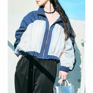 アダムエロぺファム(ADAM ET ROPE' FEMME)の新品 ADAM ET ROPÉ WEB限定 シアーショートブルゾン ネイビー(ブルゾン)