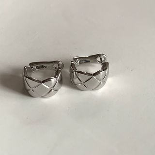 キルティング　フープピアス　シルバー(ピアス)